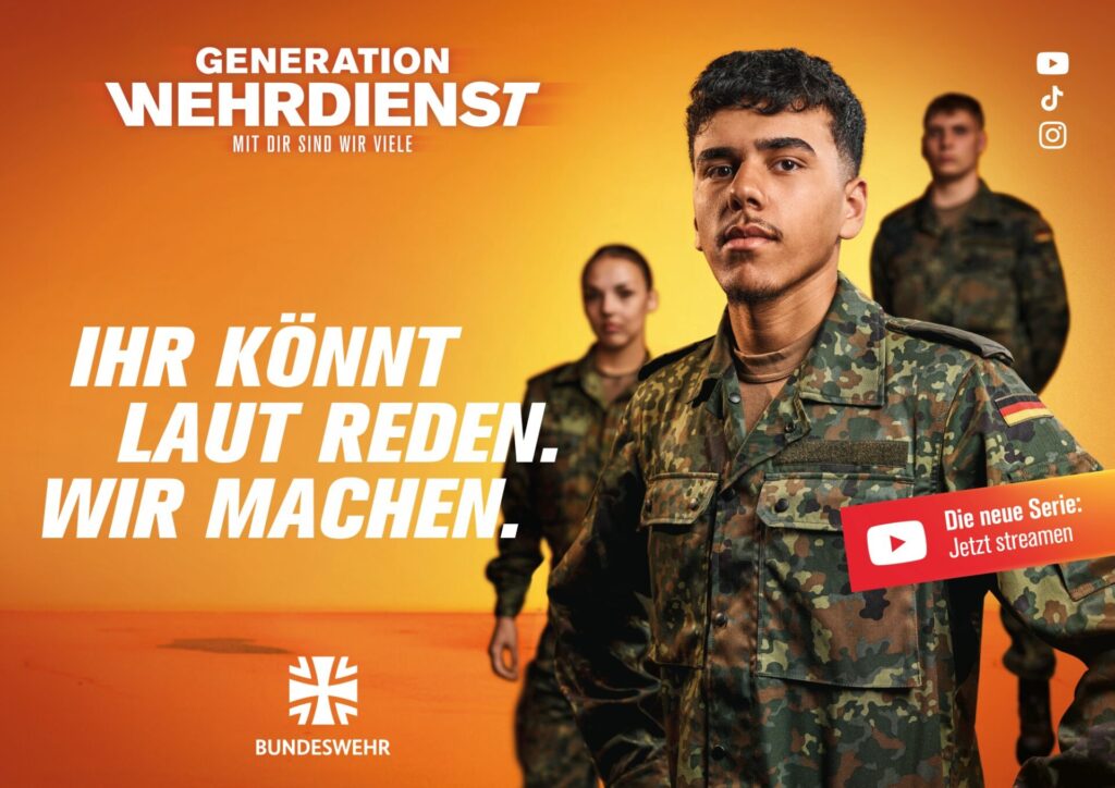 Bundeswehr erstmals über gesetzlichem Aufwuchskorridor 4 Am 1. Juli startet die neue Webserie "Generation Wehrdienst" auf YouTube.